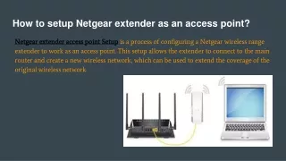 how to setup netgear extender as an access point