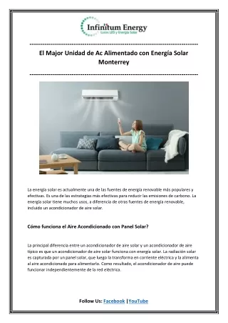 El Major Unidad de Ac Alimentado con Energía Solar en Monterrey