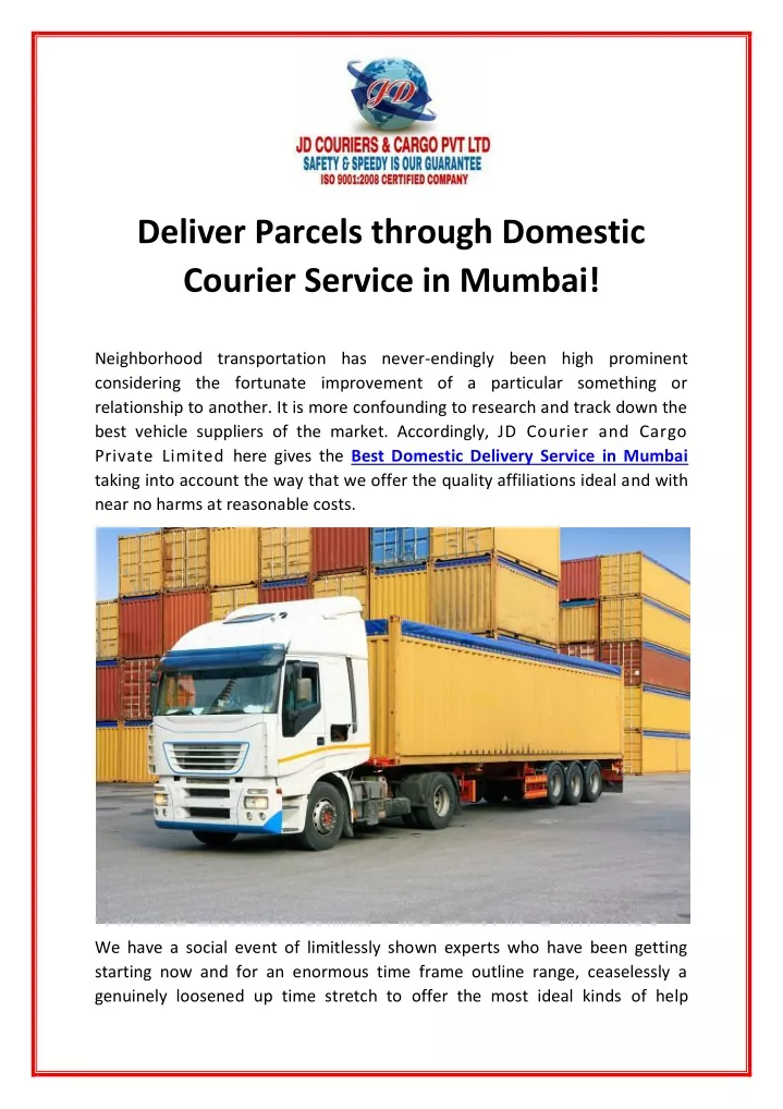 deliver parcels through domestic courier service