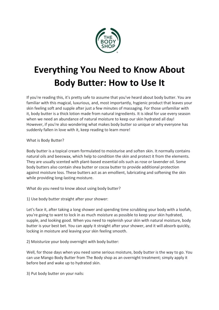 everything you need to know about body butter