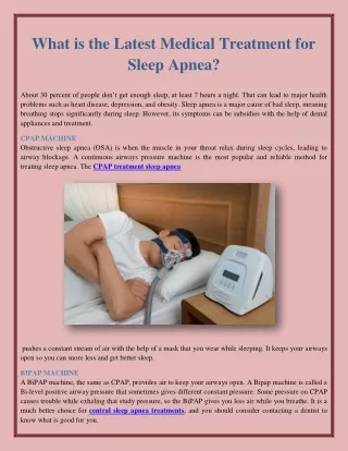 What is the Latest Medical Treatment for Sleep Apnea?