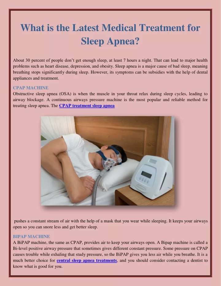 what is the latest medical treatment for sleep