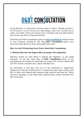 10 Surprising Secret Facts About Debt Consultations