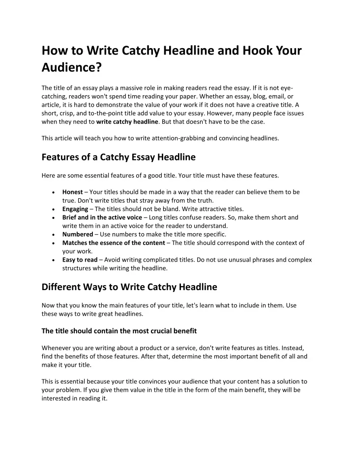 how to write catchy headline and hook your