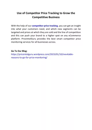 use of competitor price tracking to grow