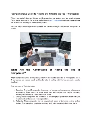 Comprehensive Guide to Finding and Filtering the Top IT Companies