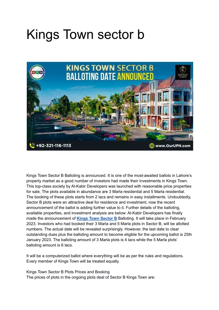 kings town sector b
