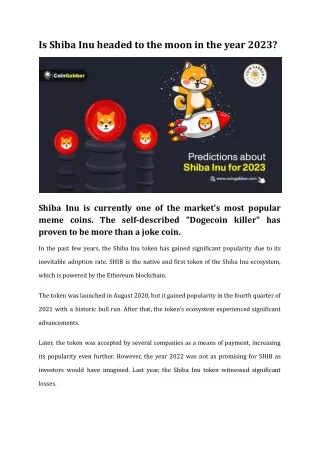 Is Shiba Inu token expected to witness a bull run in 2023?