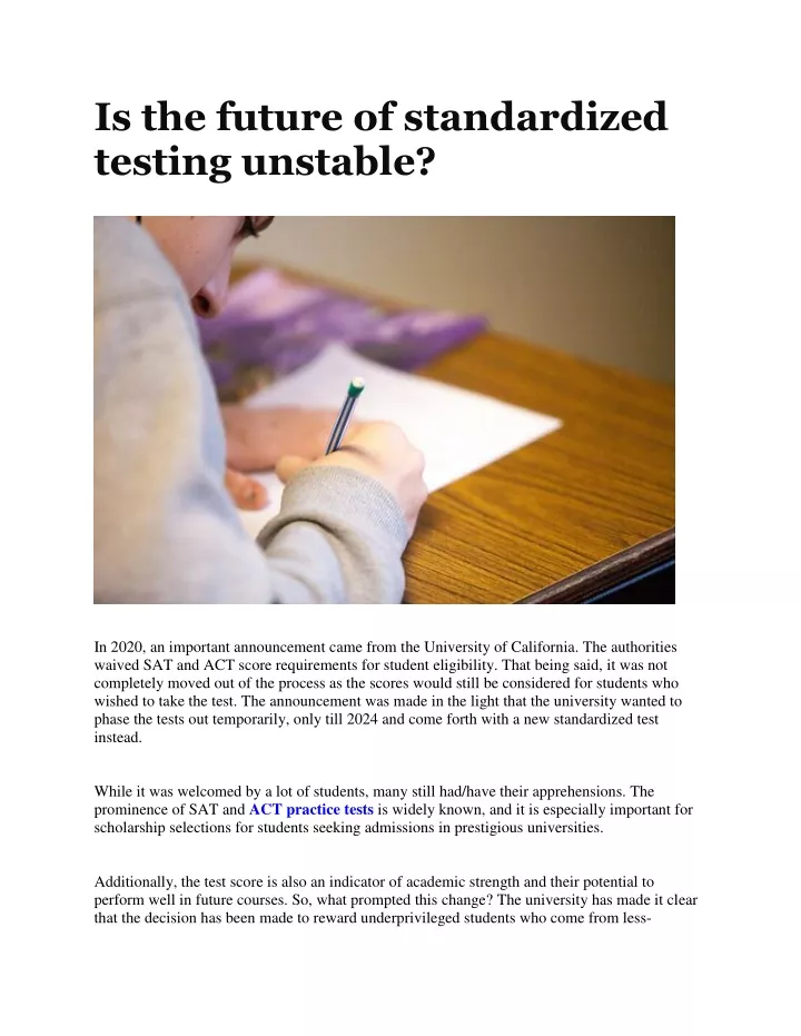is the future of standardized testing unstable