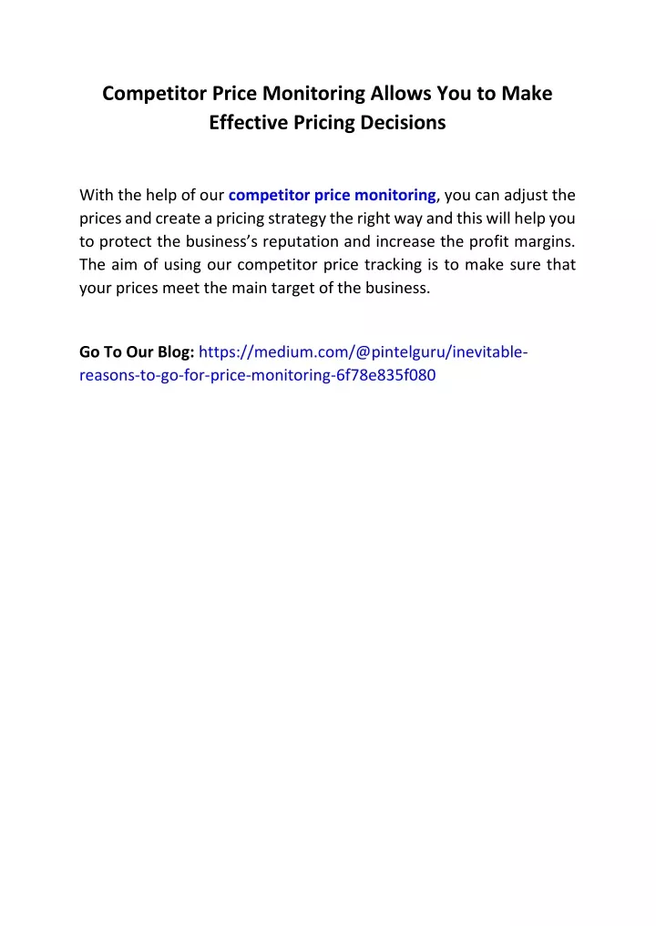 competitor price monitoring allows you to make