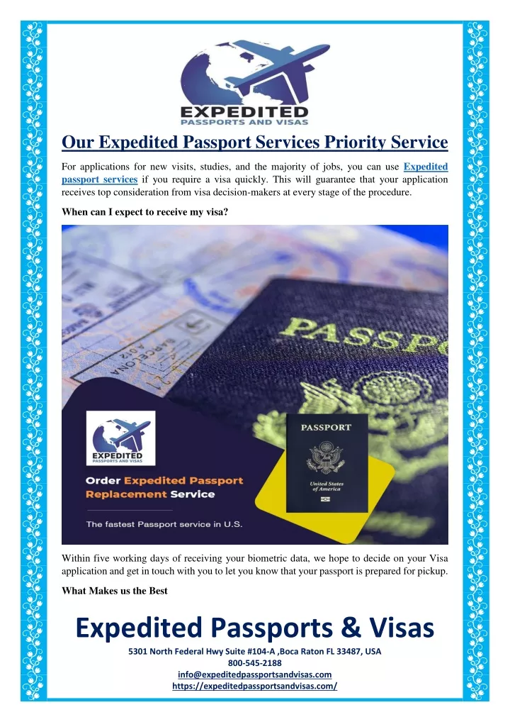 our expedited passport services priority service