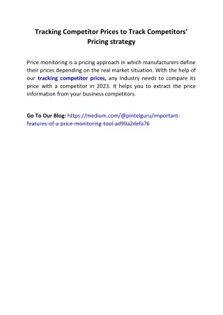 tracking competitor prices to track competitors