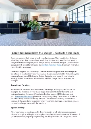 Three Best Ideas from ME Design That Suits Your Place