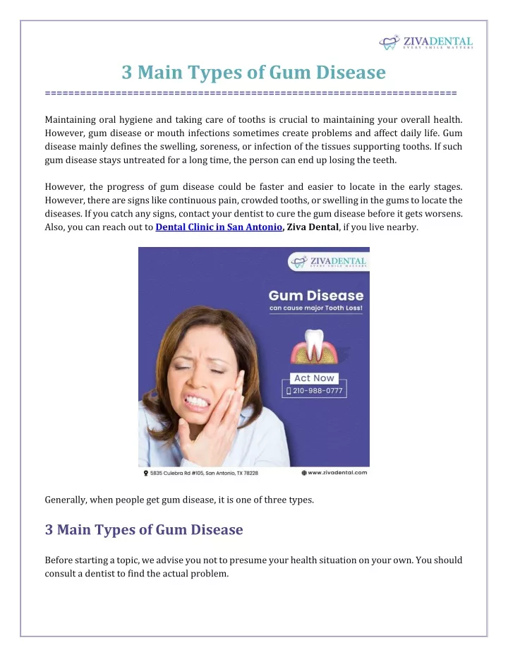 3 main types of gum disease maintaining oral
