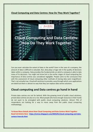 Cloud Computing and Data Centers: How Do They Work Together?