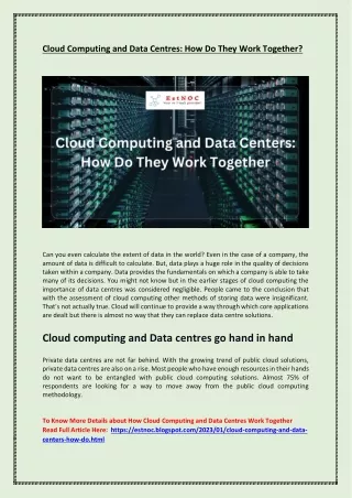 cloud computing and data centres how do they work