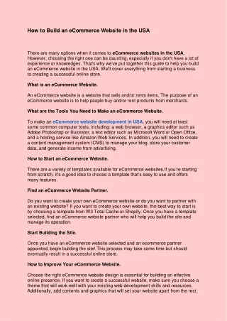 how to build an ecommerce website in the usa