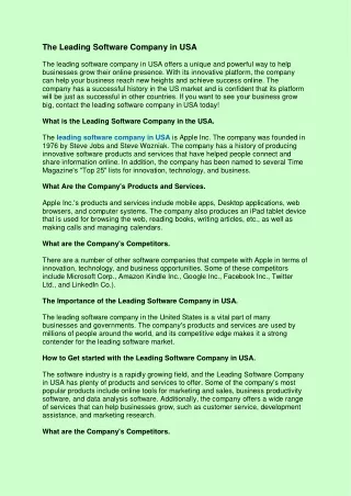 the leading software company in usa