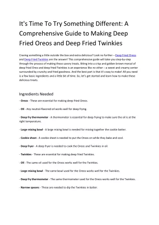 Crumbs_It's Time To Try Something Different_ A Comprehensive Guide to Making Deep Fried Oreos and Deep Fried Twinkies