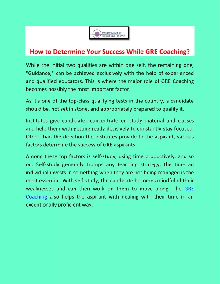 how to determine your success while gre coaching