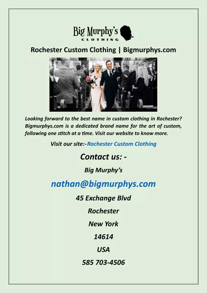 rochester custom clothing bigmurphys com