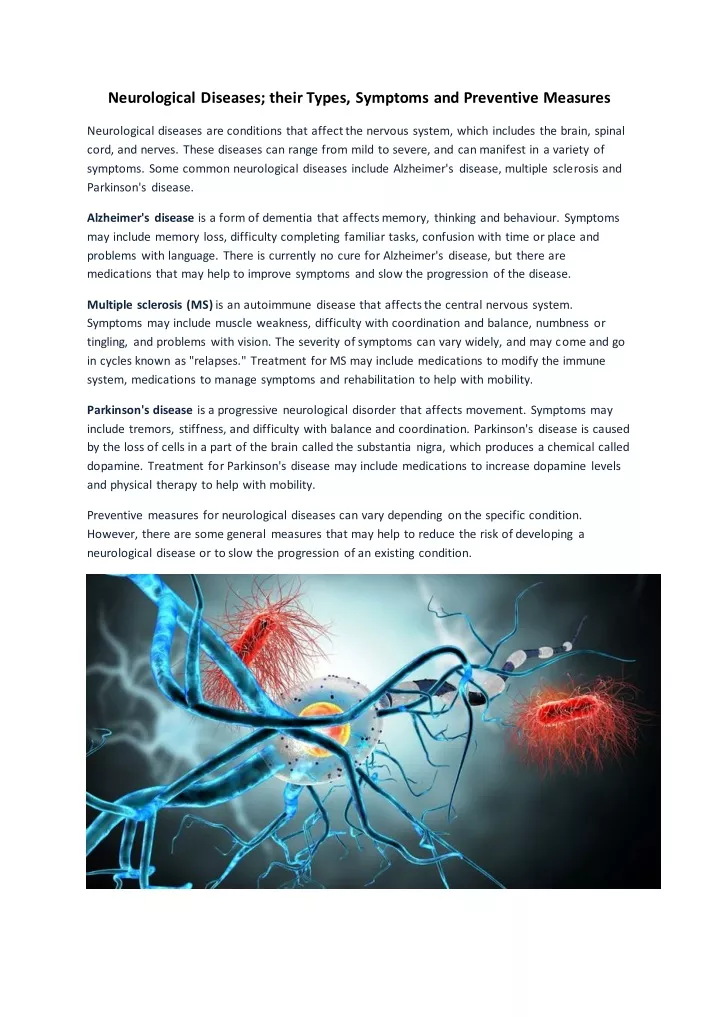 neurological diseases their types symptoms