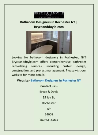 Bathroom Designers in Rochester NY | Bryceanddoyle.com