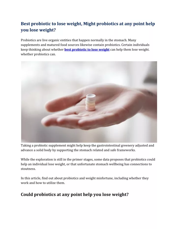 best probiotic to lose weight might probiotics