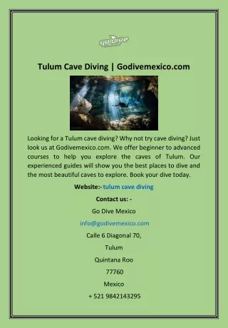tulum cave diving godivemexico com