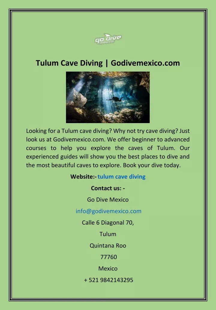 tulum cave diving godivemexico com