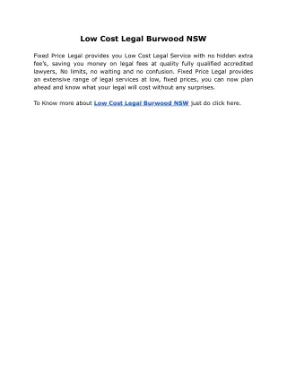 low cost legal burwood nsw
