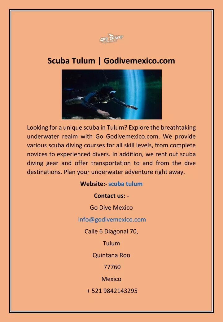 scuba tulum godivemexico com