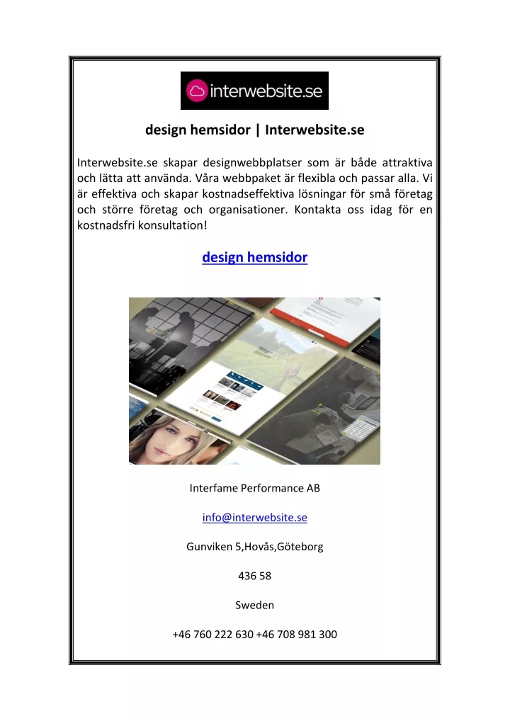 design hemsidor interwebsite se