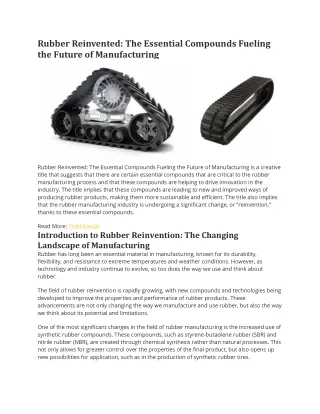 The Essential Compounds Fueling the Future of Manufacturing