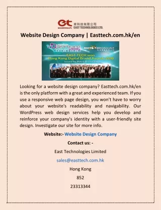 Website Design Company | Easttech.com.hk/en