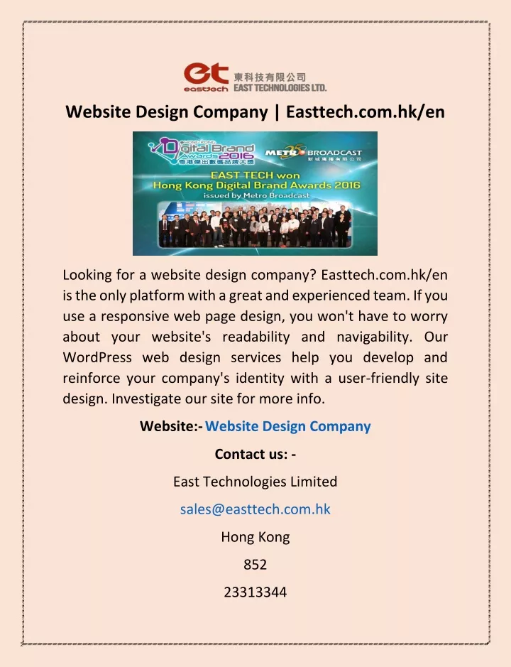 website design company easttech com hk en