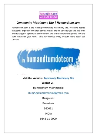 Community Matrimony Site