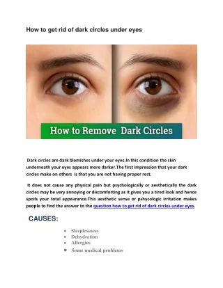 how to get rid of dark circles under eyes