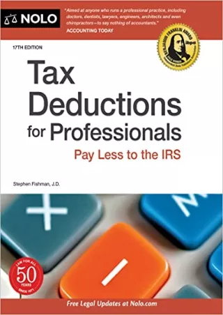 GET [EPUB] ^D!ownload  Tax Deductions for Professionals: Pay Less to the IR