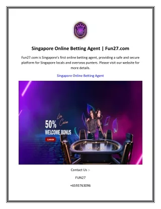 Singapore Online Betting Agent  Fun27.com