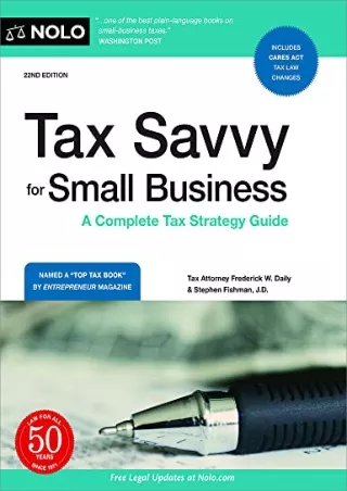 D!ownload  [EBOOK] Tax Savvy for Small Business: A Complete Tax Strategy Gu