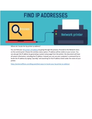 Where do I locate the hp printer ip address?