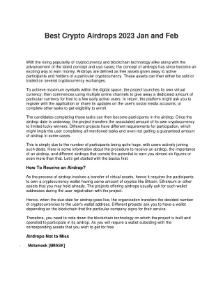 Best Crypto Airdrops 2023 Jan and Feb