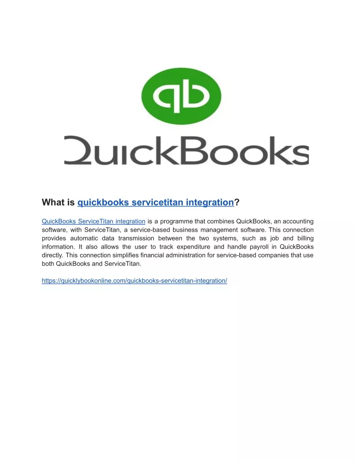 what is quickbooks servicetitan integration