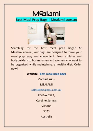 Best Meal Prep Bags | Mealami.com.au