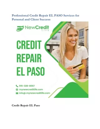Professional Credit Repair EL PASO Services for Personal and Client Success