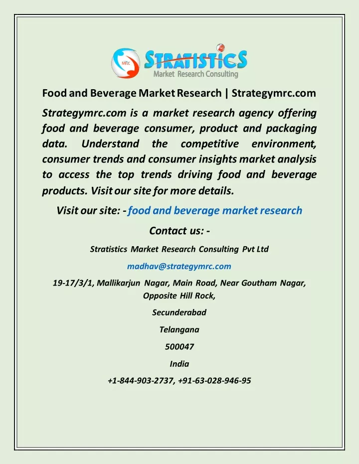 food and beverage market research strategymrc com