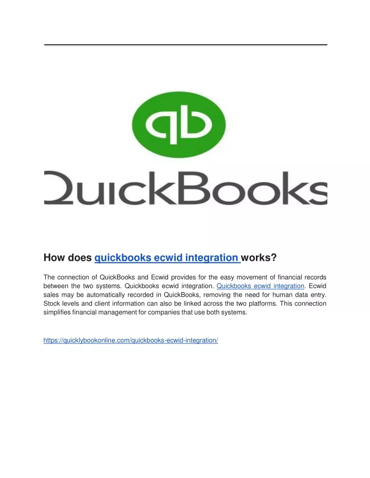 how does quickbooks ecwid integration works