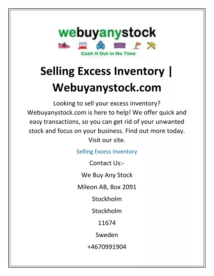 selling excess inventory webuyanystock com