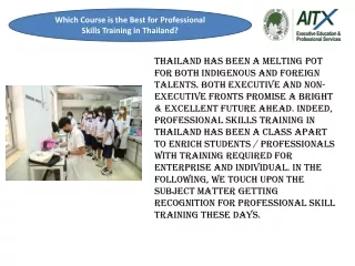 Which Course is the Best for Professional Skills Training in Thailand